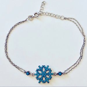 ❄️925 Silver bracelet snowflake blue turquoise stones